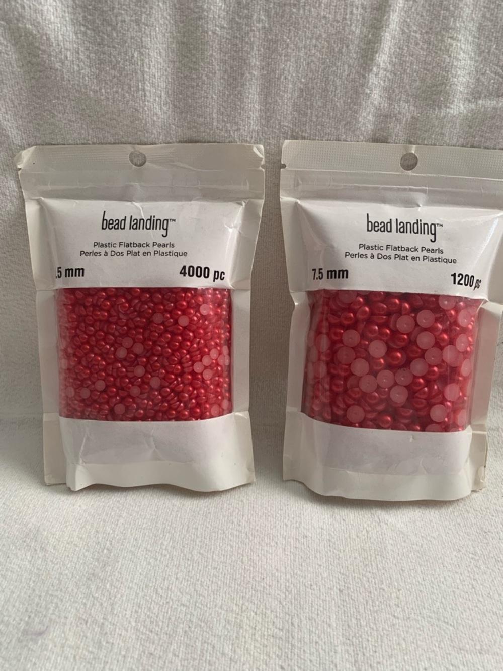 NWOT Bead landing™ Red Plastic Flatback Pearls - 5mm & 7.5mm